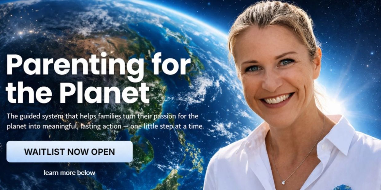 Alison Foley, founder and environmental educator at Ten Little Pieces, smiling in front of the earth