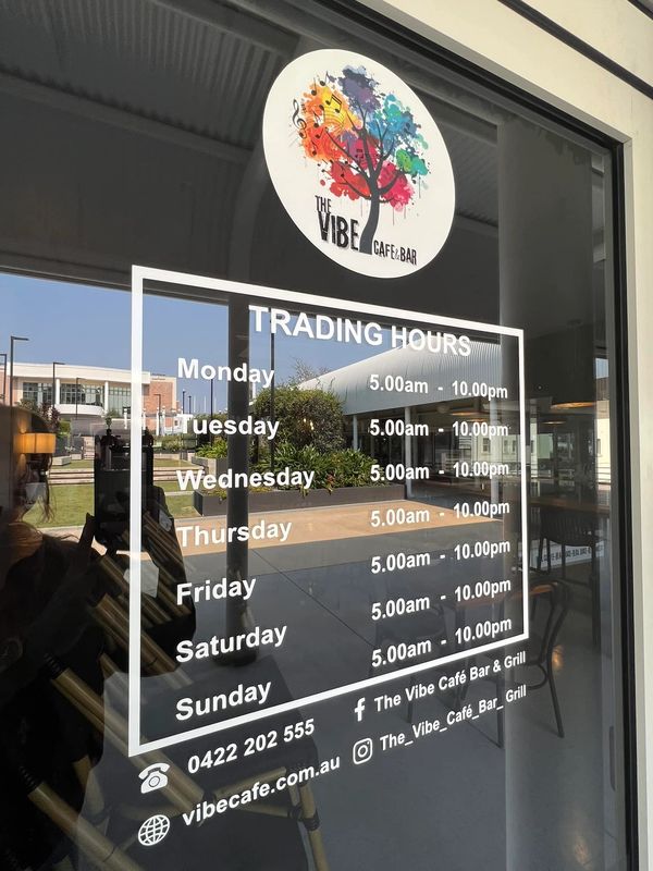 Opening hours signage