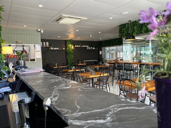 Bar counter, tables and chairs