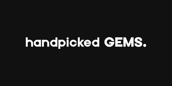 Bold white text on black background reading 'handpicked GEMS.'