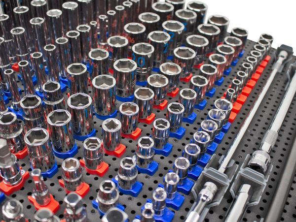 socket holders with sockets toolgrid set-up on a toolgrid board