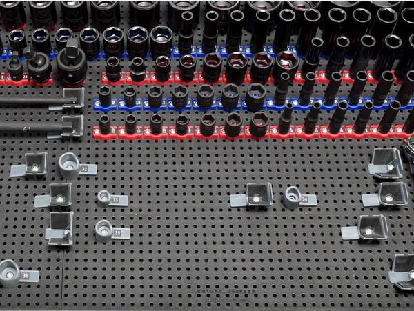 toolgrid holder set-up on a toolgrid board with tools