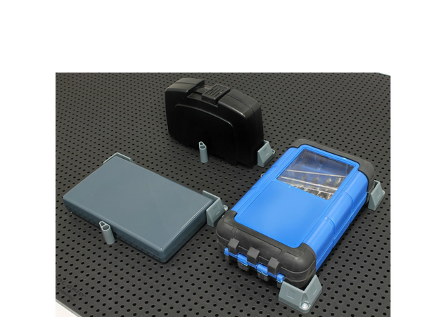 large tool holder parts with large tool cases on a toolgrid board