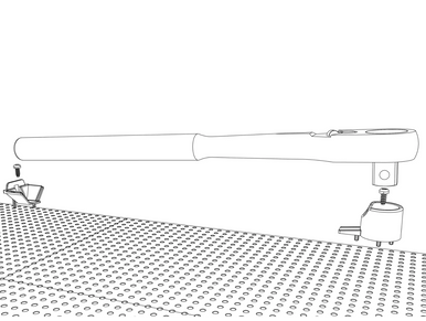illustration of a ratchet going into the tool grid system onto a tool grid board