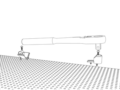 illustration of a ratchet going into the tool grid system onto a tool grid board