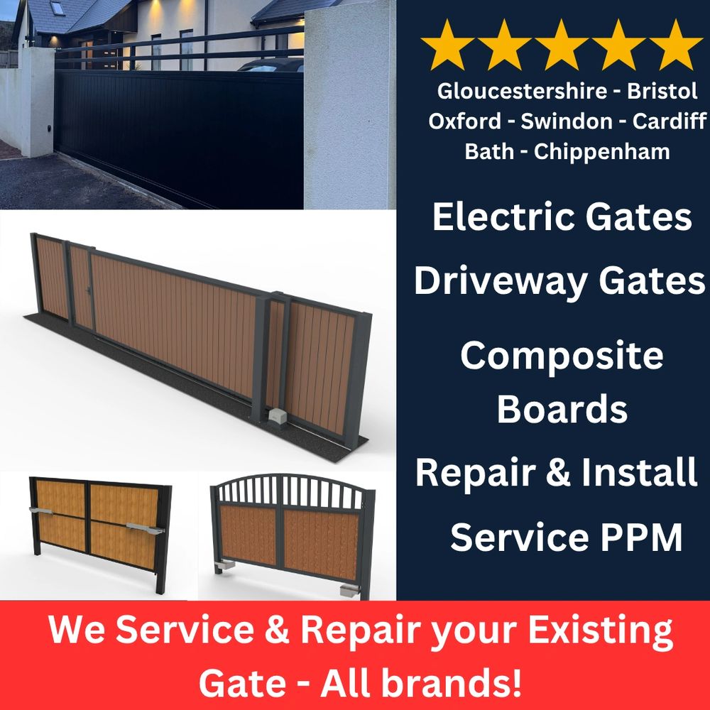 Composite gates in Gloucestershire, Bristol, Wiltshire & Oxfordshire. Electric composite gates