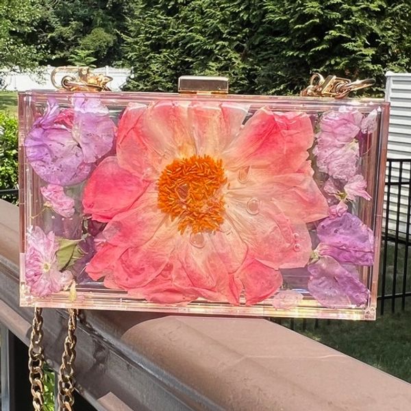 Floral Clutch Bag Gold