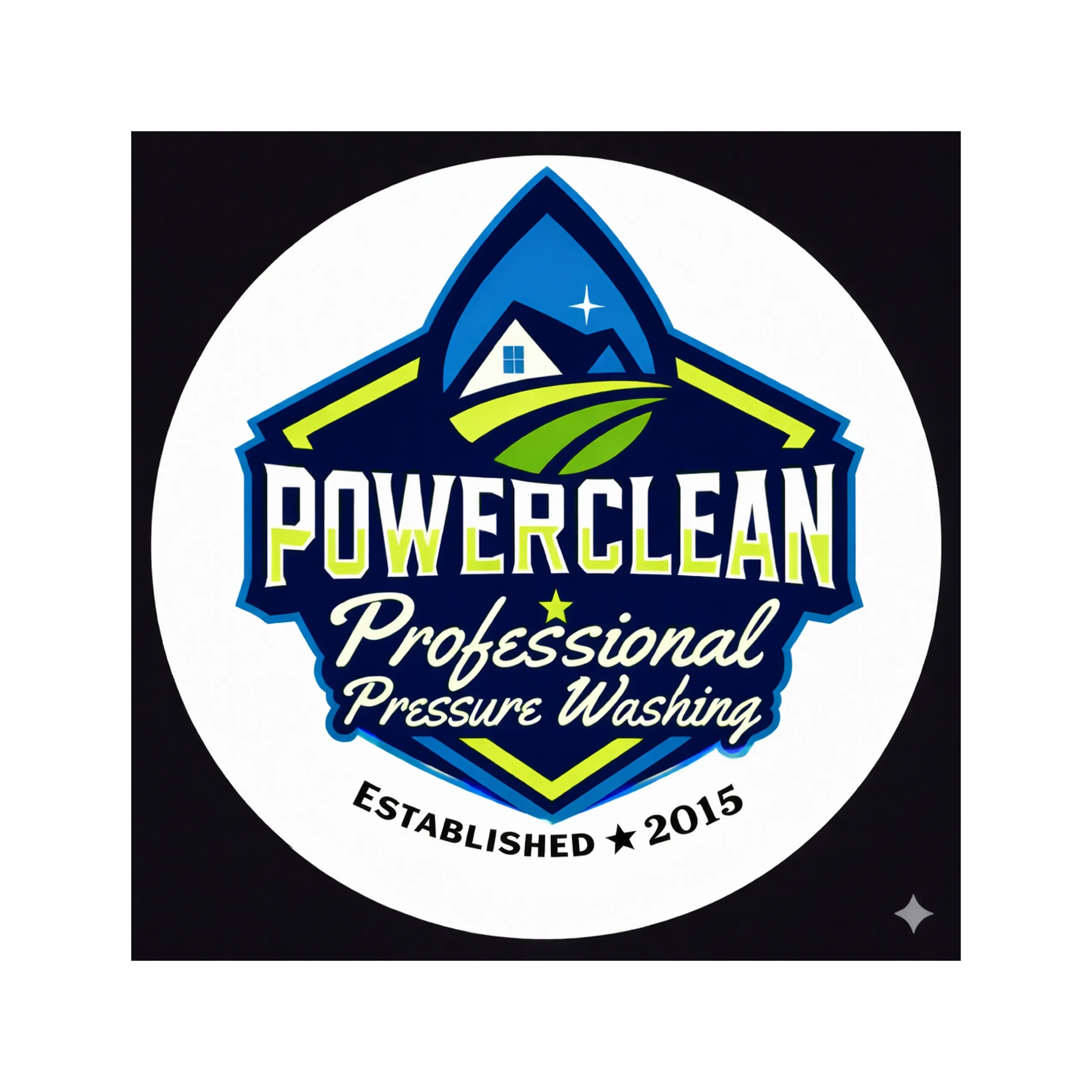 PowerClean logo for professional pressure washing, established in 2015.