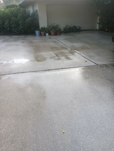 Pressure washed driveway