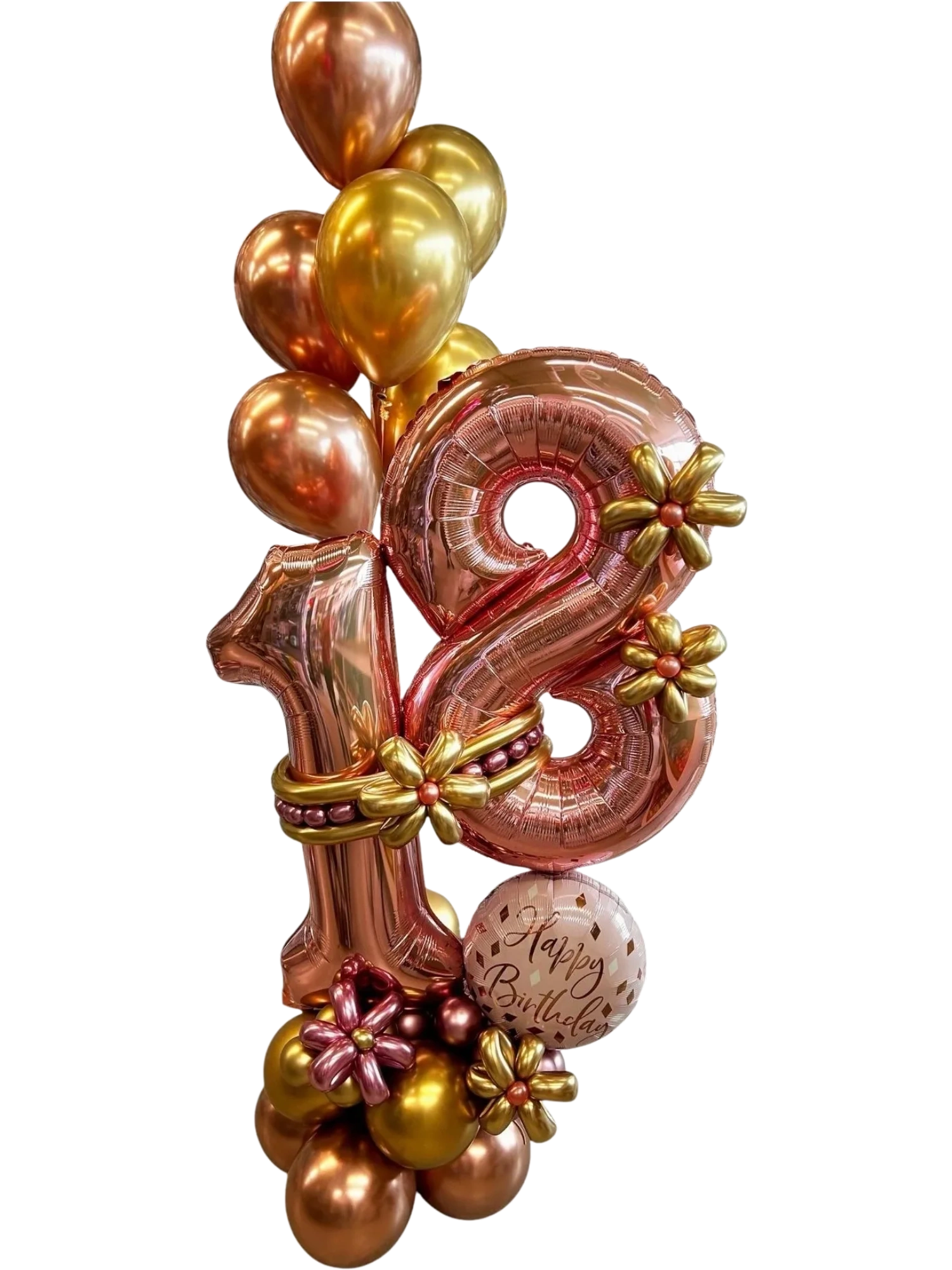 Rose gold pink 18th birthday balloon stack decor gift helium