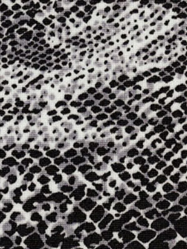 A black and white snake print fabric swatch.