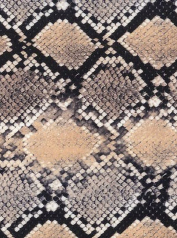 A rattle snake print fabric swatch.