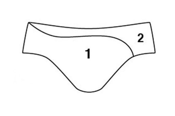 The back of the splice male swimsuit color block pattern is a continuation of the front side panel.