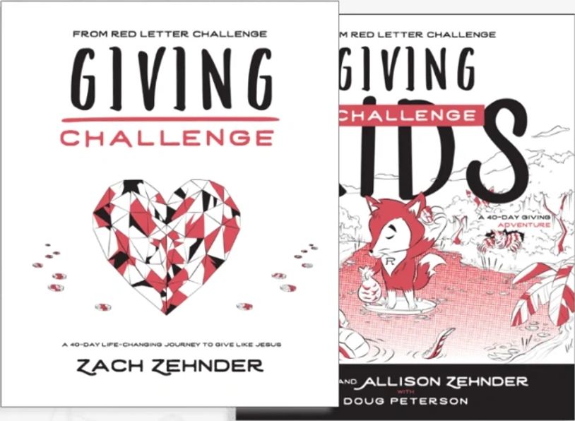 Book covers for the Giving Challenge series by Zach Zehnder.