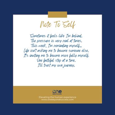 Inspirational note to trust your own journey and be yourself.