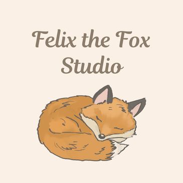 Logo of Felix the Fox Studio with a sleeping fox illustration.