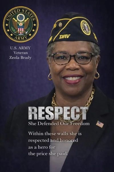 U.S. Army Veteran Zeola Brady honored with respect for defending freedom.