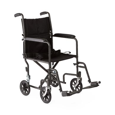Medline Basic Steel Transport Chair, Hammertone, 19"
