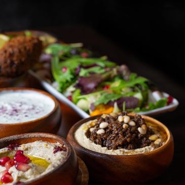 A mix of Yemeni mezzes for corporate Christmas parties in York.