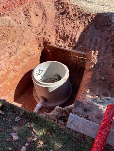 excavate pit pump waste lines sanitary lines plumbing pipes  replace leaking water line, waste line
