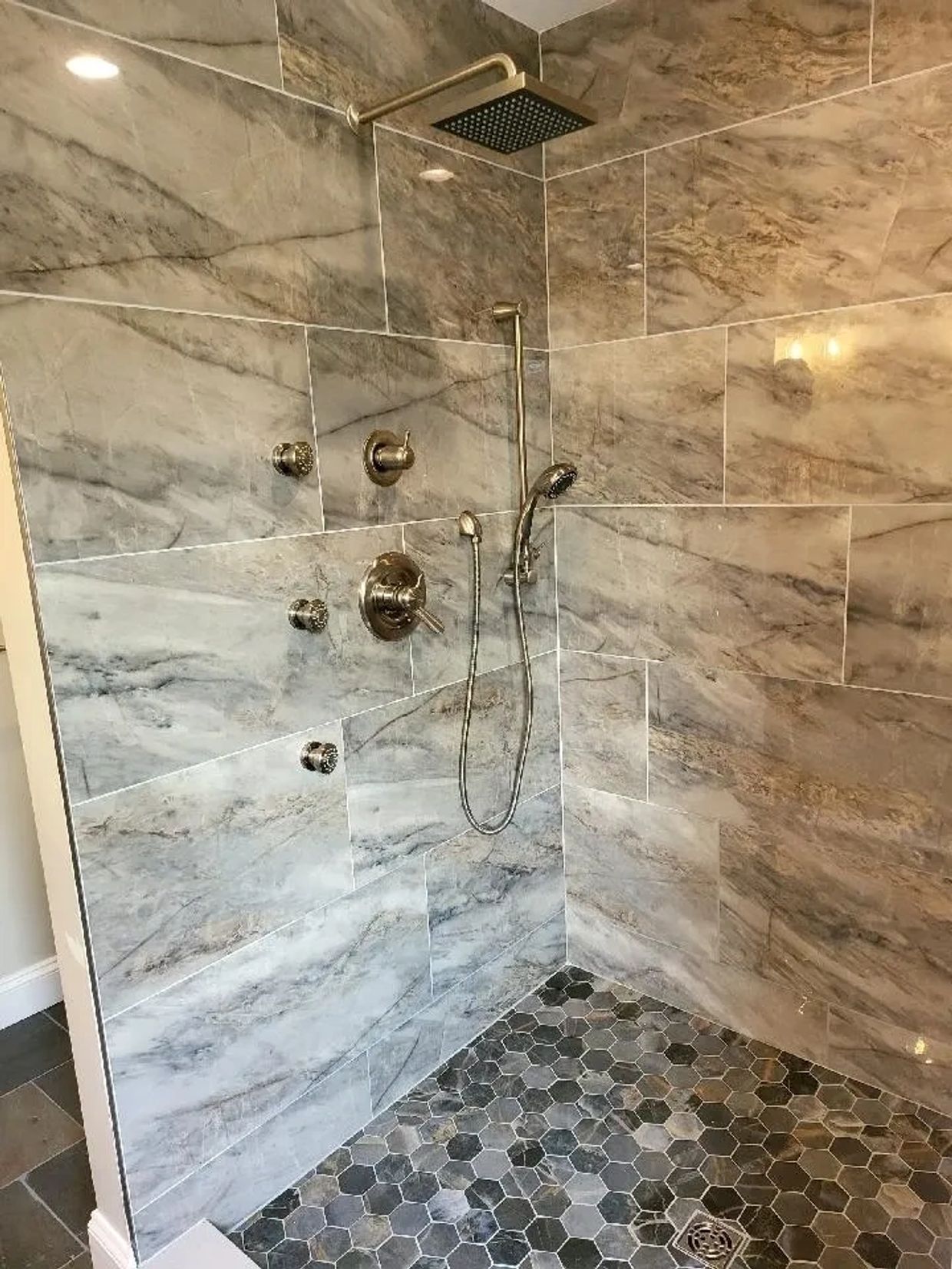 Shower fixtures, diverter, tub, handheld, shower head, master shower, bathroom
