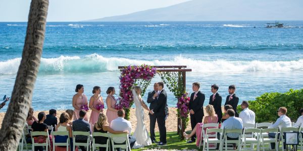 Hyatt Regency Maui Resort and Spa wedding beach front with photography by Cassie Pali