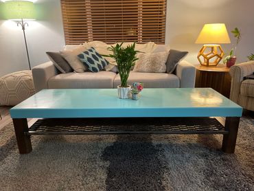industrial metal coffee table made from repurposed materials