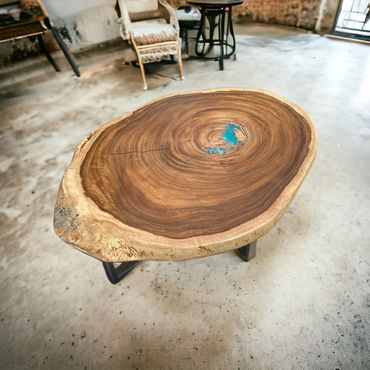 Monkey Pod epoxy coffee table