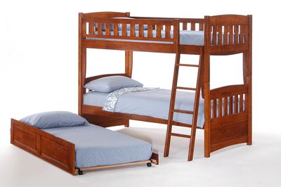 Twin Twin with ladder and trundle - Cherry Finish