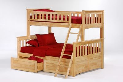 Twin Full with Drawers - Natural Finish