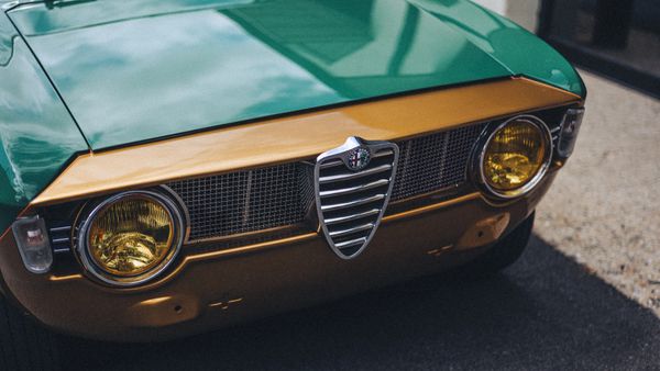 Classic and vintage Alfa Romeo sedan outside Wolfpen European auto repair in Roswell, Georgia
