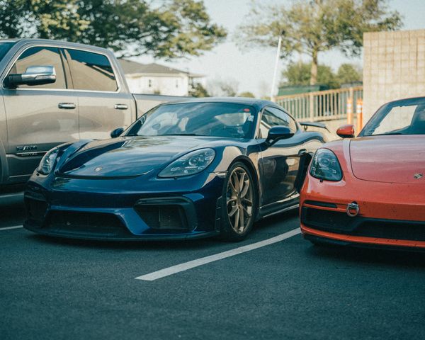 Porsche 718 Cayman GT4 outside Wolfpen European Auto Repair in Roswell, Georgia for Porsche Club
