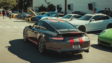 Porsche 911 pulling into Sundays at Wolfpen car show held at Wolfpen Euro Auto Repair in Roswell