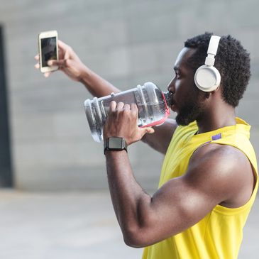 athlete drinking hydrogen  water