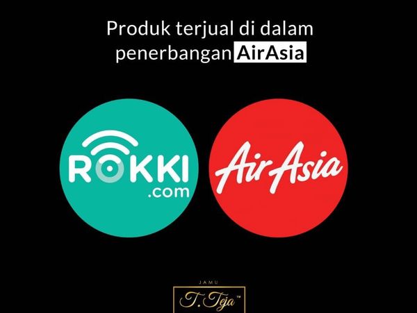 rokki.com logo in green and airasia logo in red