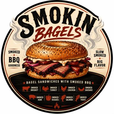 Smokin Bagels: bagel sandwiches with smoked BBQ flavors.