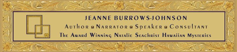 The gold banner of Jeanne Burrows-Johnson, author, narrator, motivational speaker and consultant 