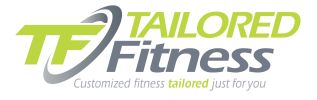 Logo of Tailored Fitness with stylized text.
