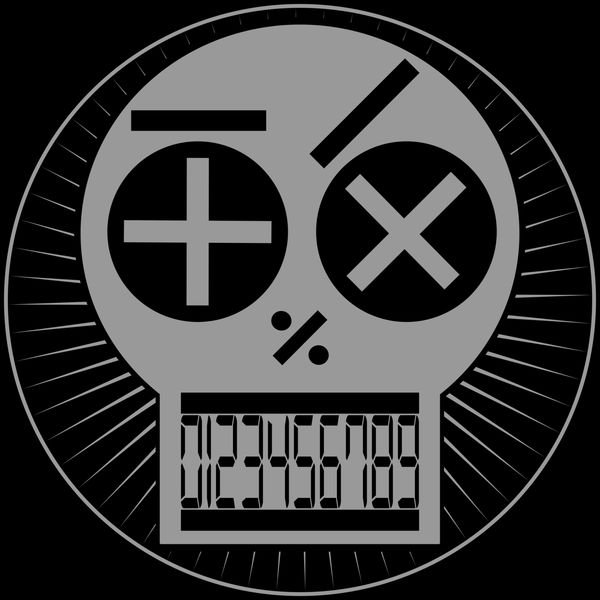 Calculator icons with digits on a dark background.