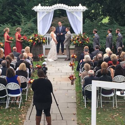 A beautiful outdoor wedding ceremony from The Barn at Boone's Dam in Bloomsburg, PA