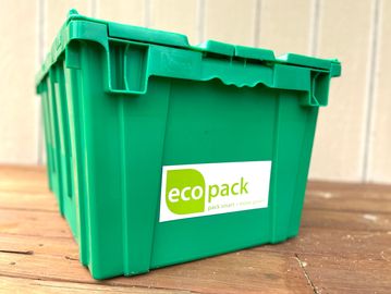The EcoPack. A green stackable plastic moving tote. 