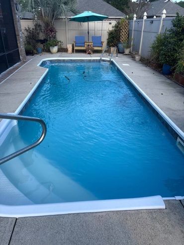 Clean residential pool after professional pool cleaning in Pensacola, FL