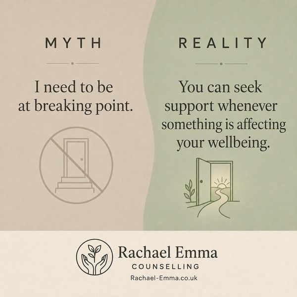 Myth vs reality about seeking support in counselling.