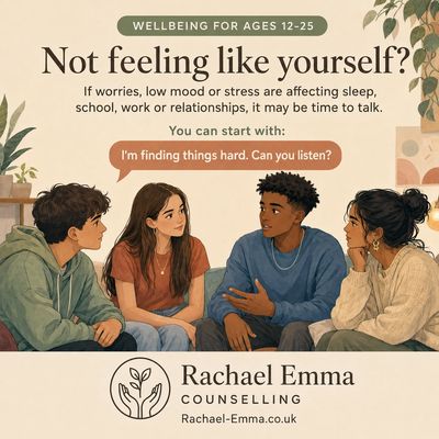 Counselling support for ages 12-25 facing stress and low mood.