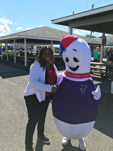 Treena Wetsel at vendor event in Mount Airy, Maryland with ducky the duck pin