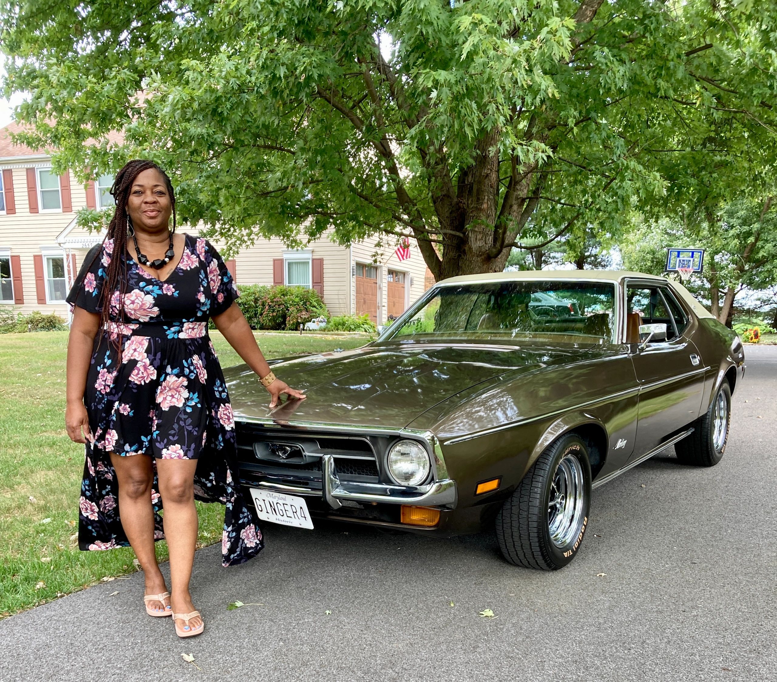 Treena with her 1965 Mustang