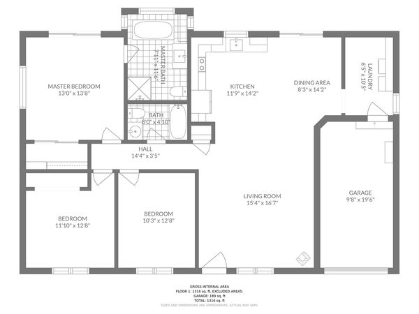 Floor Plan with Labels and Dimensions