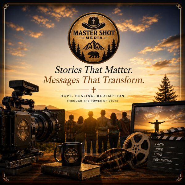 Promotional image for Master Shot Media with inspirational themes.