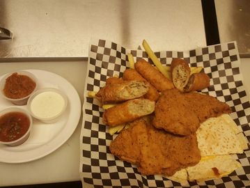 Combo Platter and sauces on a plate