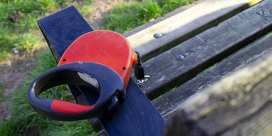 Dog, pet, dog lead, park bench, park, loneliness, lonely, grief